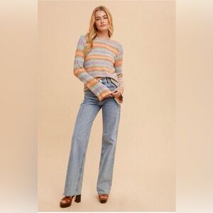 NWT Hem & Thread Multi-Color Stripe Sweater Size L